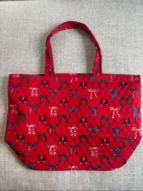 Vera Bradley Quilted Red Bow Print Tote Bag